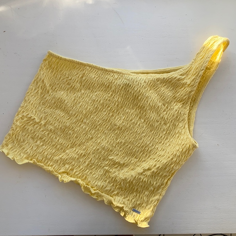 Yellow hollister one shoulder top